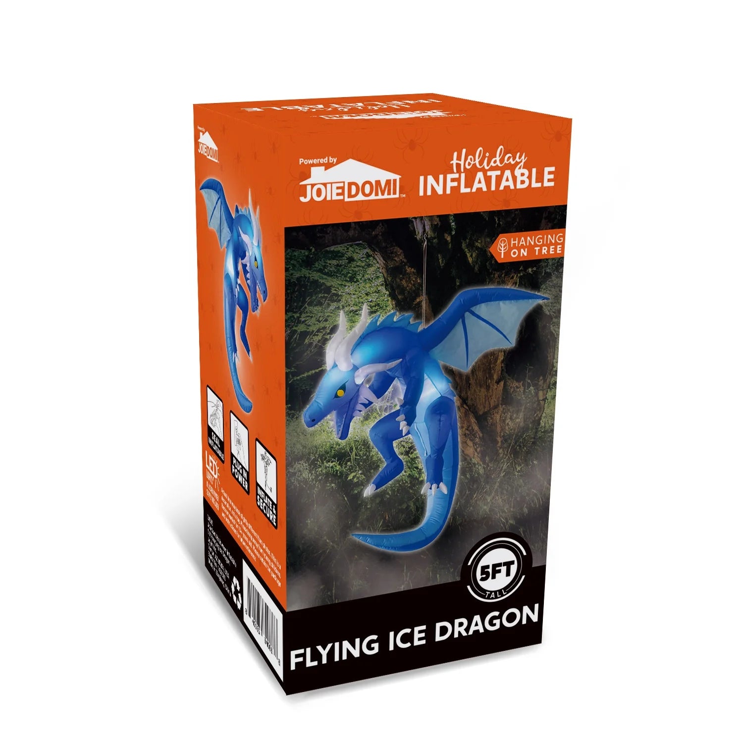 5 FT Halloween Inflatable Ice Dragon,Blue Hanging Flying Dragon Inflatable Halloween Blow up Yard Decorations outside Decorations