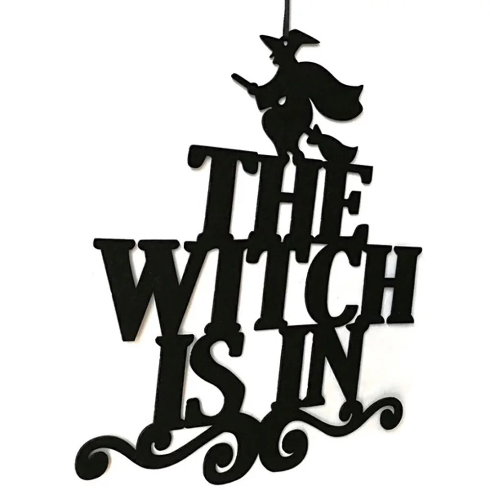 Hanging Sign Decorations Non-Woven Trick or Treat and the Witch Is in Front Door and Wall Decoration Indoor Outdoor Yard Haunted House Party Supplies, Decor