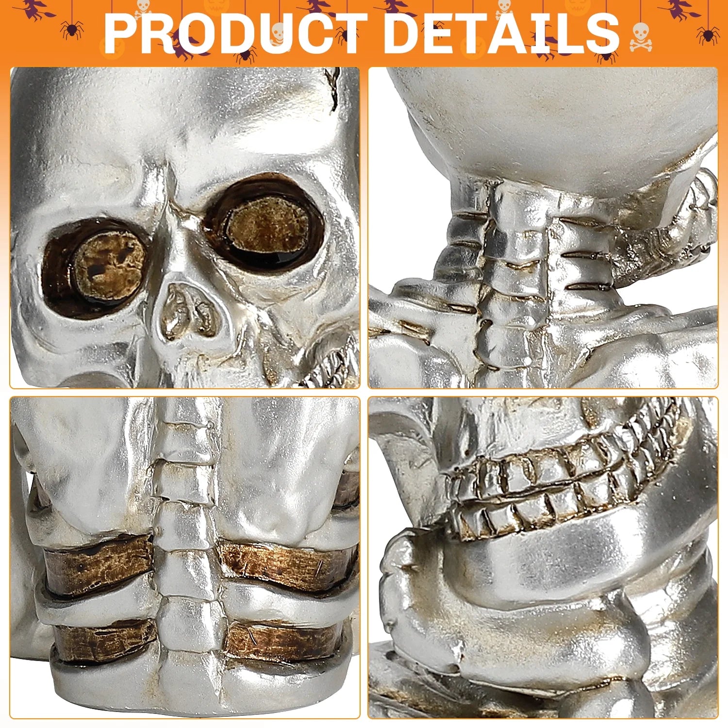 2PCS Skeleton Halloween Decor, Thinking Skeleton Halloween Decorations Indoor for Table