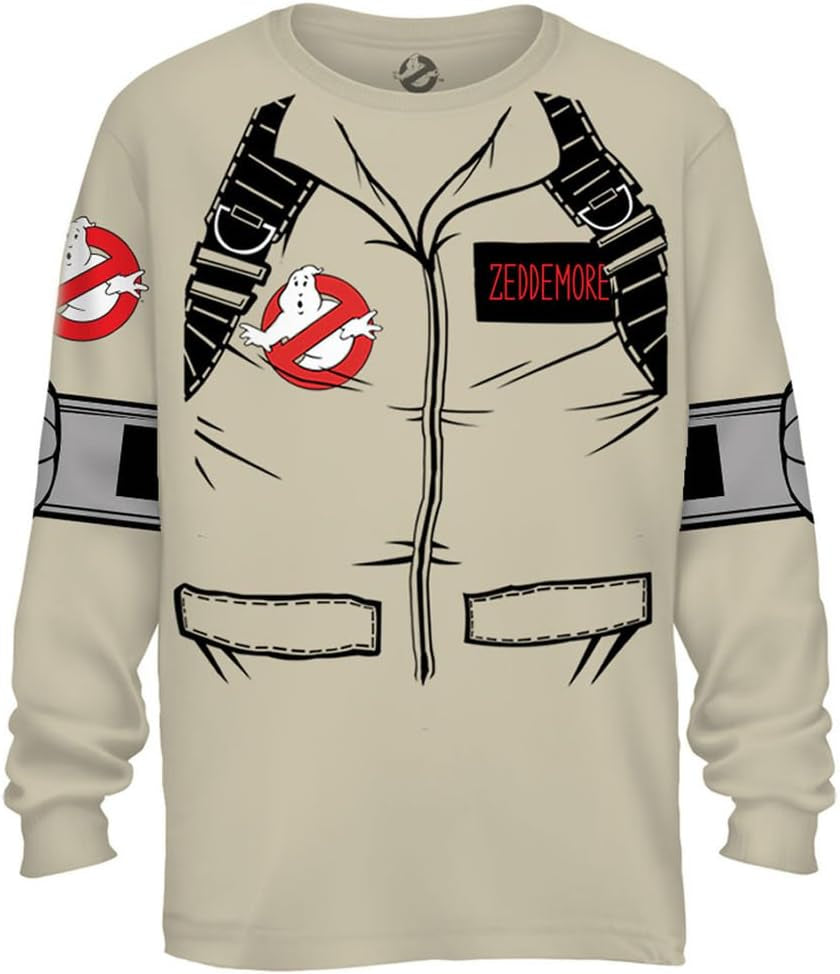 Back Print Graphic Tees Ghostbusters Adult Long Sleeve Costume T-Shirt for Men & Women