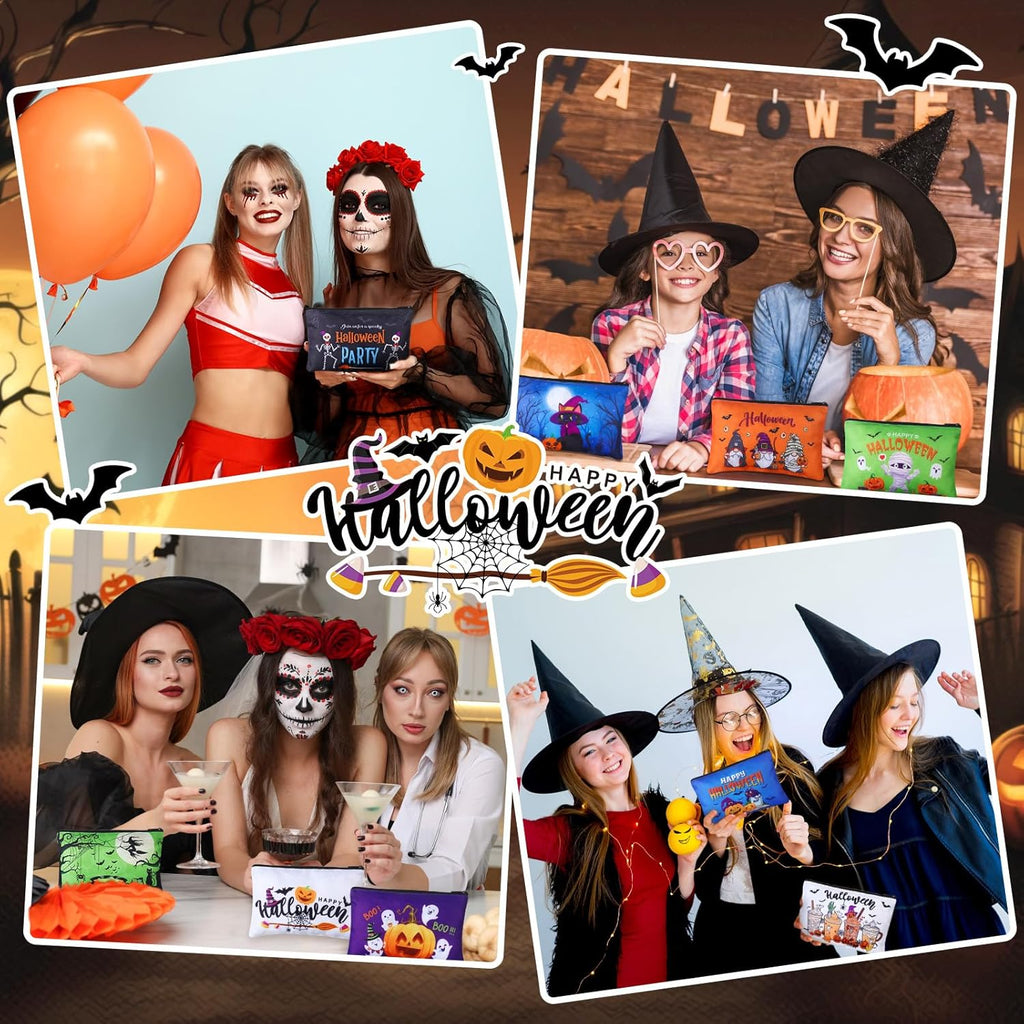 24 Pcs Cosmetic Bags Makeup Bags Bulk Cute Portable Pouches with Zipper Travel Toiletry Organizer Purse Women'S Gift Birthday Party Favors(Halloween)