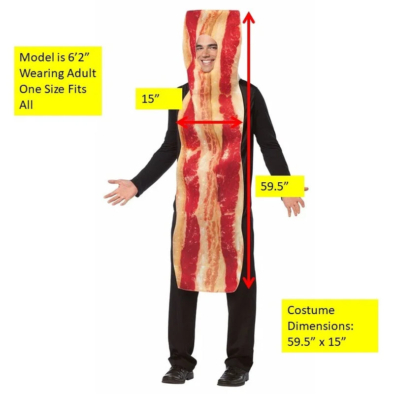 Bacon Strip Adult Halloween Costume, One Size, Men, #7192