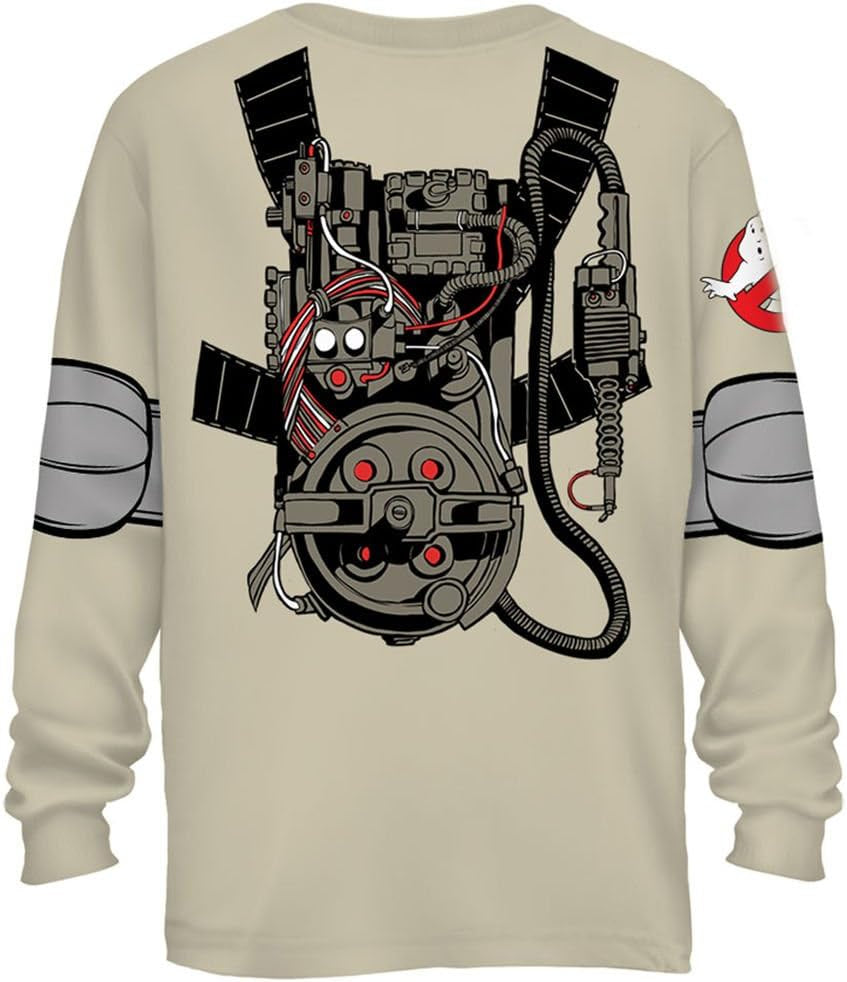Back Print Graphic Tees Ghostbusters Adult Long Sleeve Costume T-Shirt for Men & Women