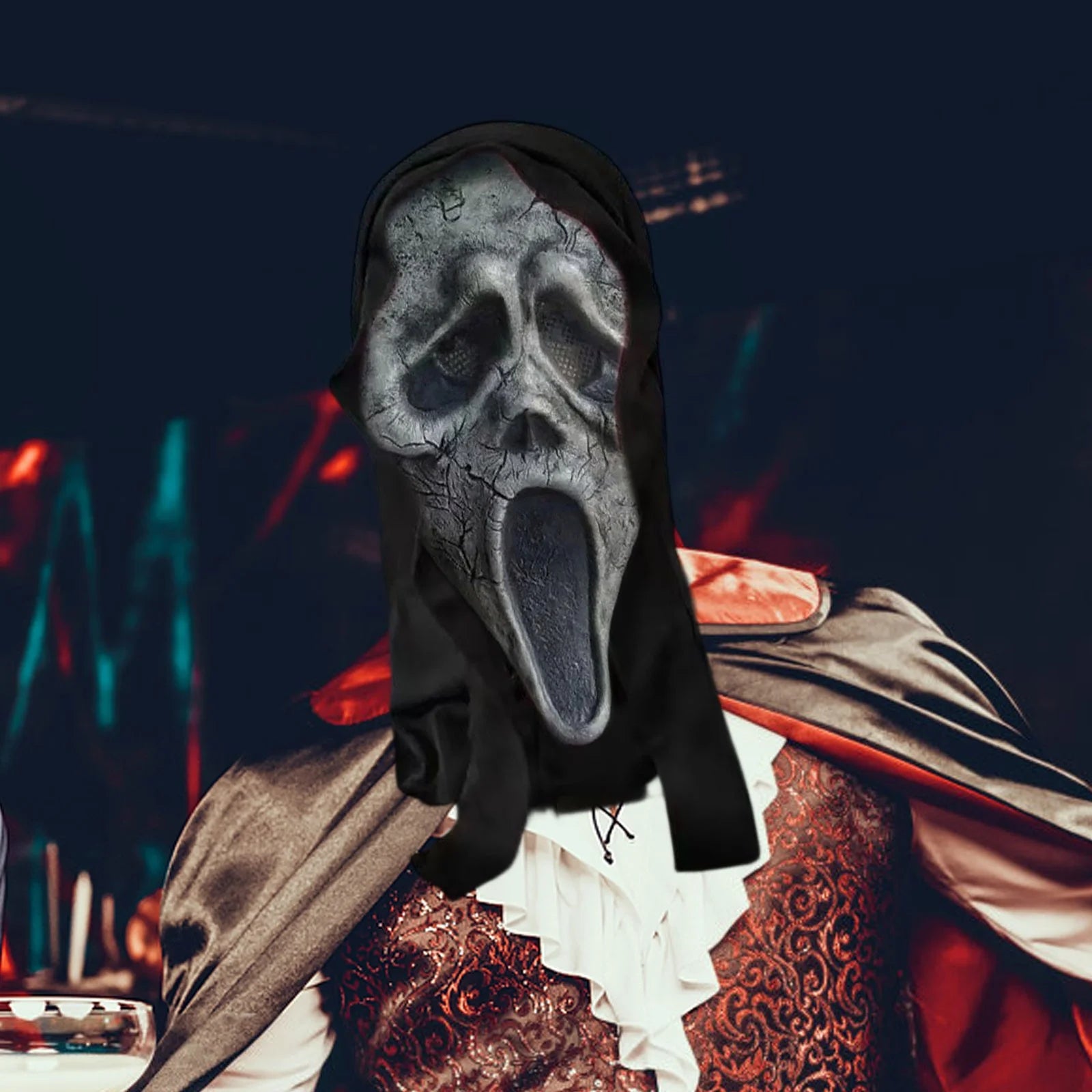 Halloween Decorations, Halloween Ghostface Mask, Natural Latex Scary Skull Mask, Horror Full Head Masque, Halloween Party Costume Cosplay Props, Halloween Party Decorations