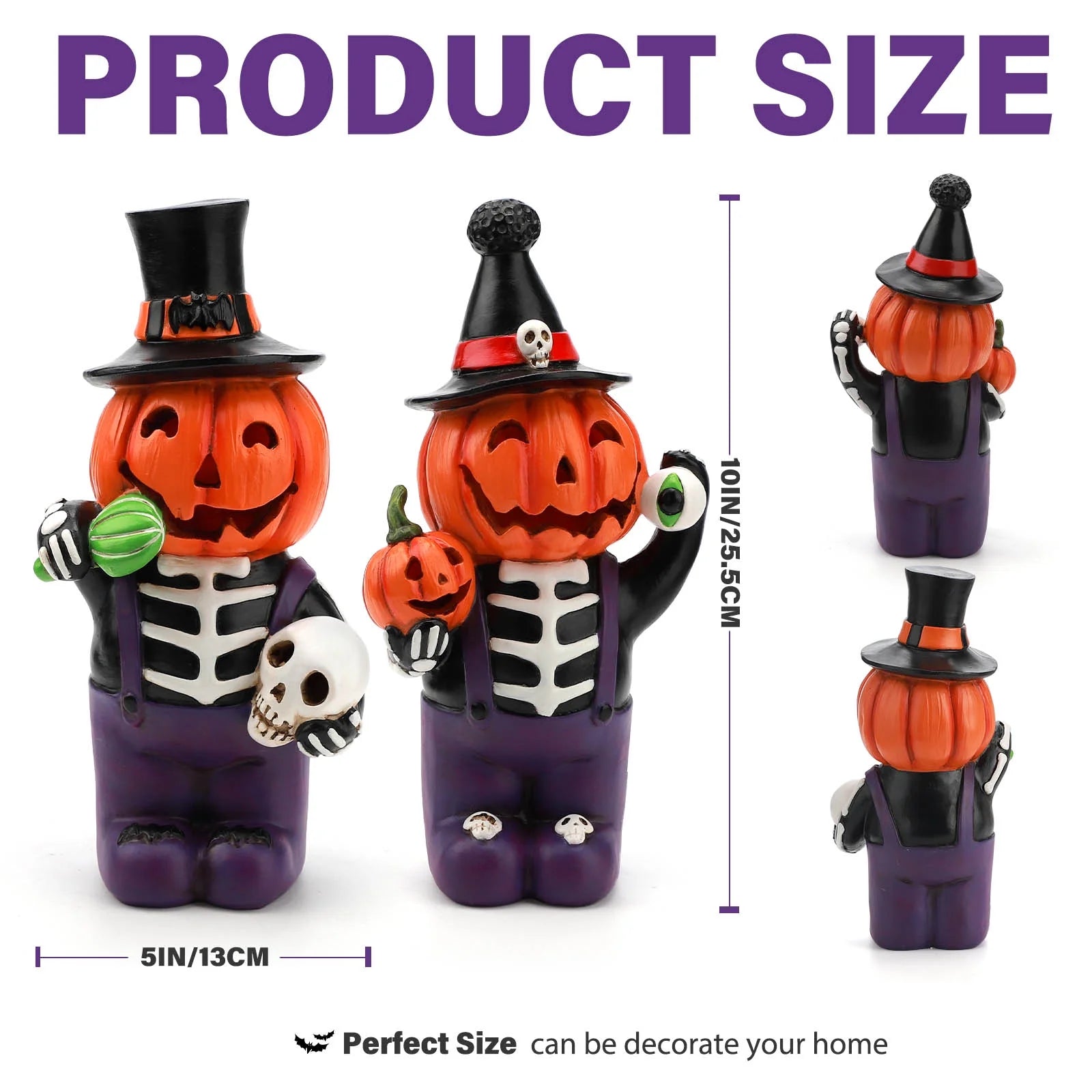 2 Pcs Light up Halloween Pumpkin Decorations, Tabletop Halloween Decor Indoor with Color Changing Lights, Halloween Gifts