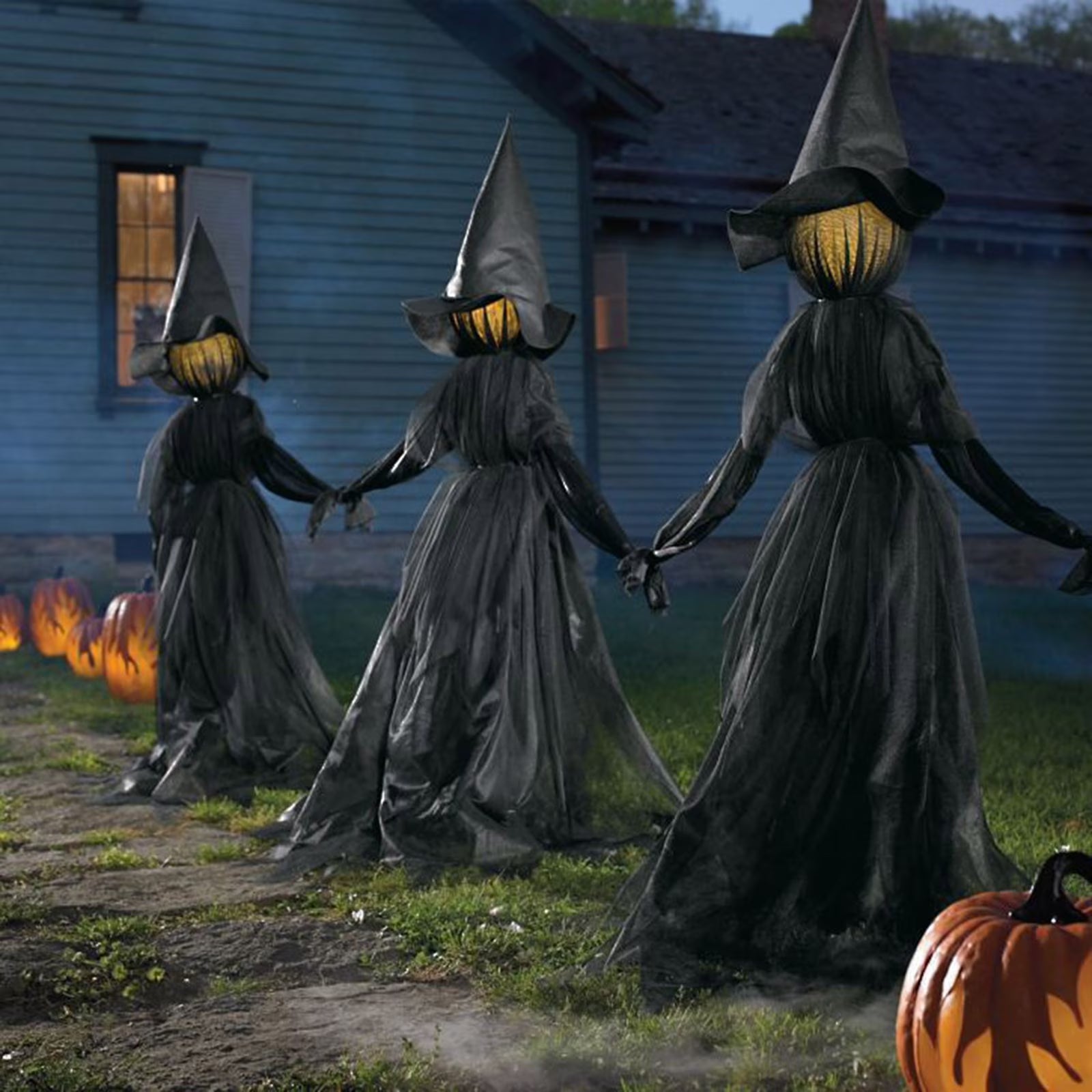 3 Pcs Halloween Decorations Outdoor Light up Hanging Ghost, Halloween Ghost Decor with Witch Hats and Spooky Eyes for Halloween Tree Yard Lawn Patio Decorations Party Décor