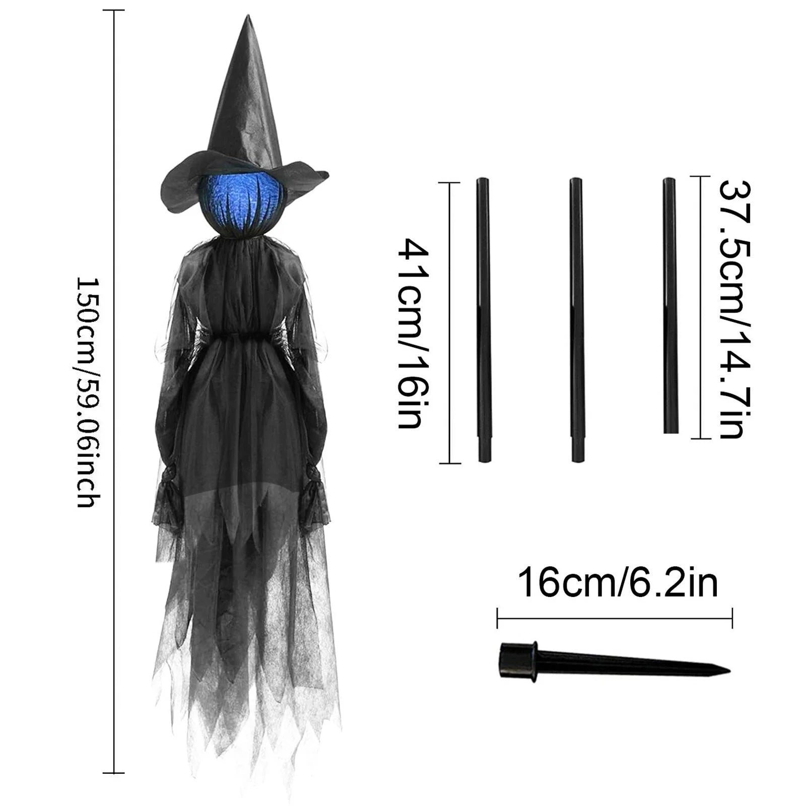3 Pcs Halloween Decorations Outdoor Light up Hanging Ghost, Halloween Ghost Decor with Witch Hats and Spooky Eyes for Halloween Tree Yard Lawn Patio Decorations Party Décor