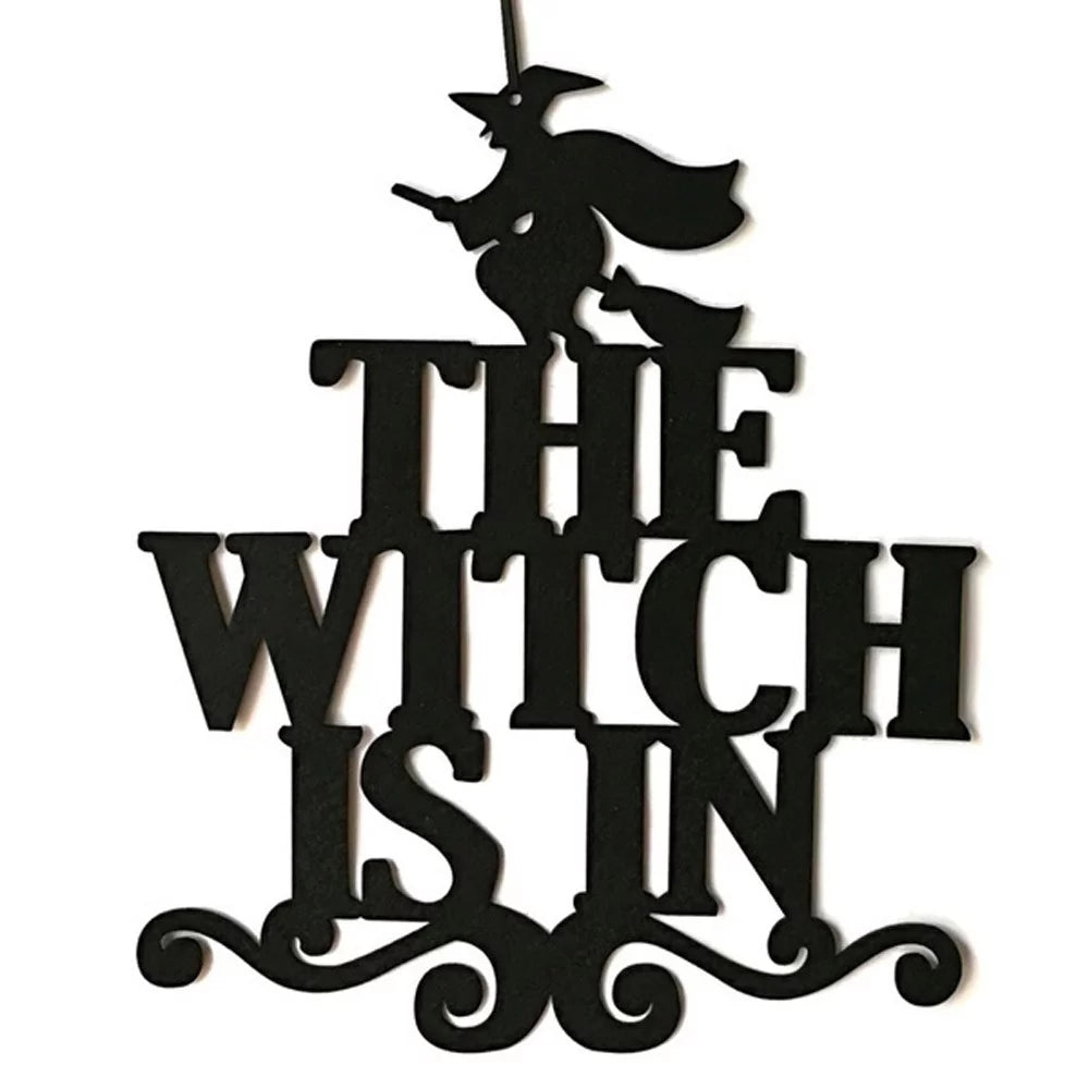 Hanging Sign Decorations Non-Woven Trick or Treat and the Witch Is in Front Door and Wall Decoration Indoor Outdoor Yard Haunted House Party Supplies, Decor